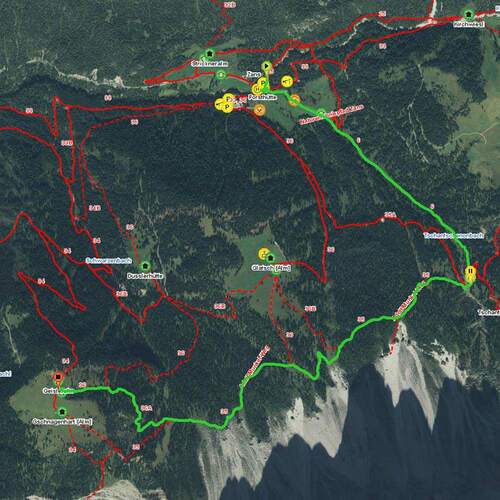 Wanderung 1 - vom Parkplatz Zans über den Adolf-Munkel-Weg zur Geisleralm